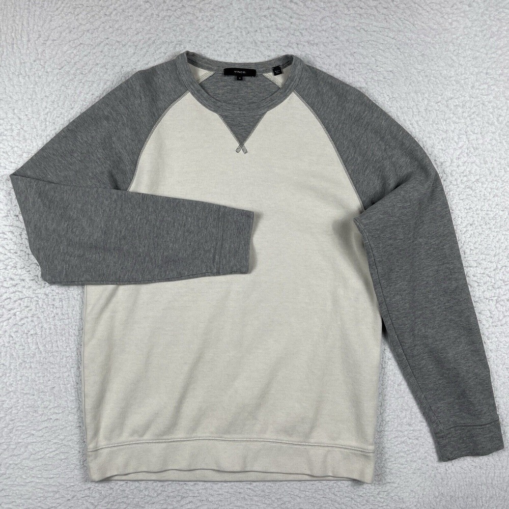 Vince Sweatshirt Mens Medium Beige Gray Casual Pullover Preppy Workwear Office